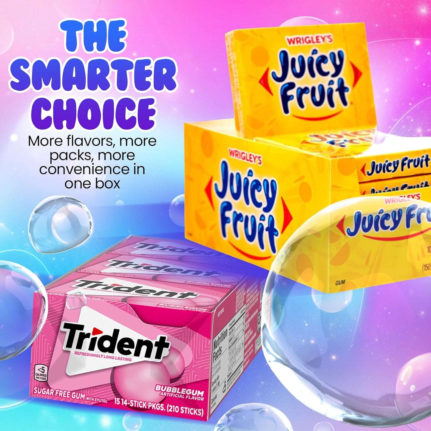 Fruit Flavored Chewing Gum Variety Pack by D.F. LUXURY - 15 Different Packs - 177 Pieces of Gum
