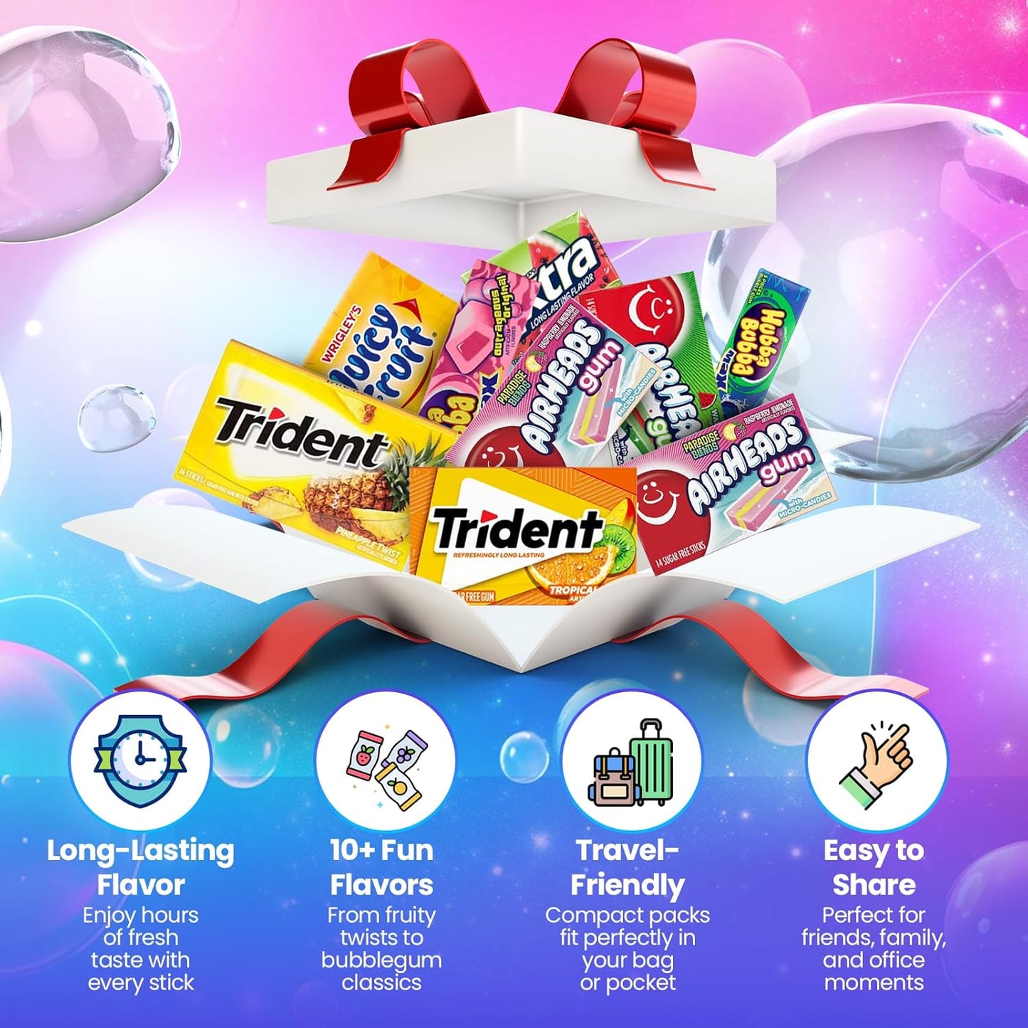 Fruit Flavored Chewing Gum Variety Pack by D.F. LUXURY - 15 Different Packs - 177 Pieces of Gum